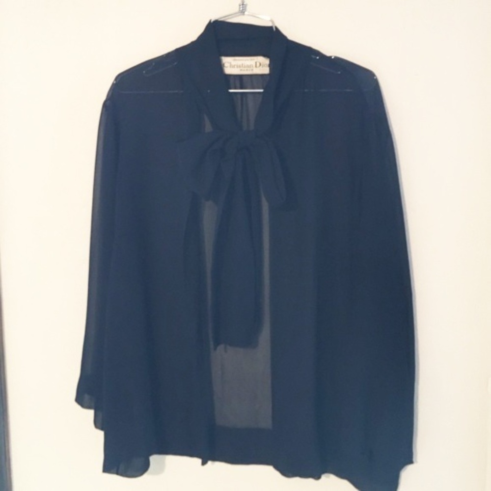 Vintage Christian Dior black silk blouse 1977